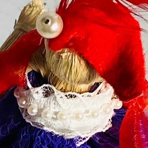 Rare VTG Original Jute Little Faceless Witch Handmade Doll...